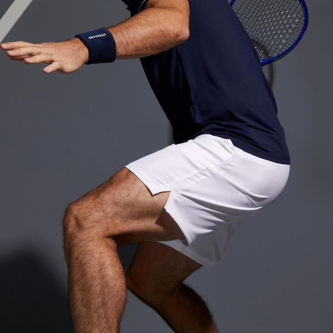 3Mens Tennis Shorts Tsh500 Dry, Snow White, , large image number 2