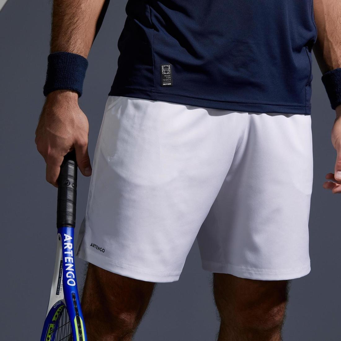 3Mens Tennis Shorts Tsh500 Dry, Snow White, No Color, large image number 4