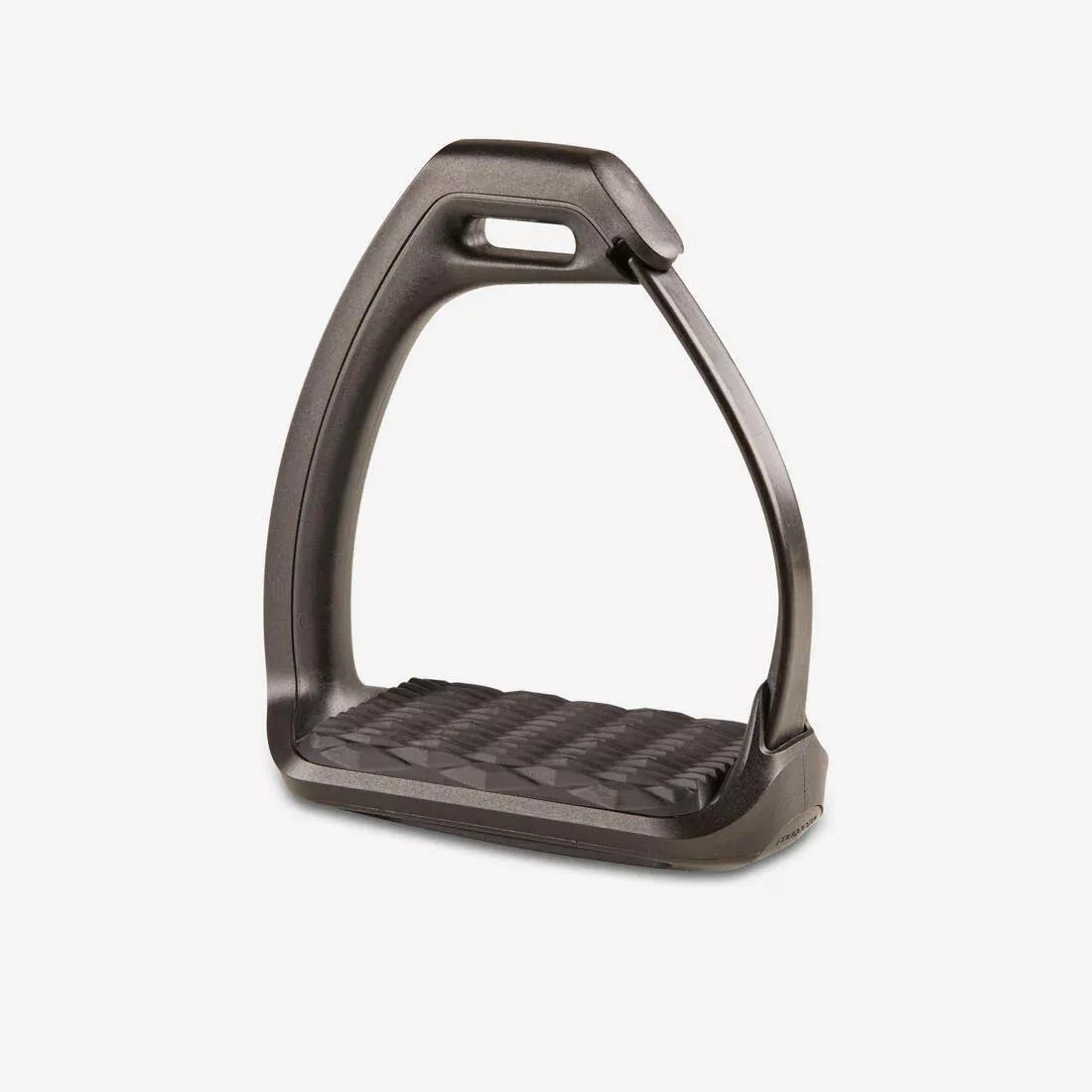 BLACK Kids'/Adult Horse Riding Safety Stirrup Irons 500, 5401_000, medium