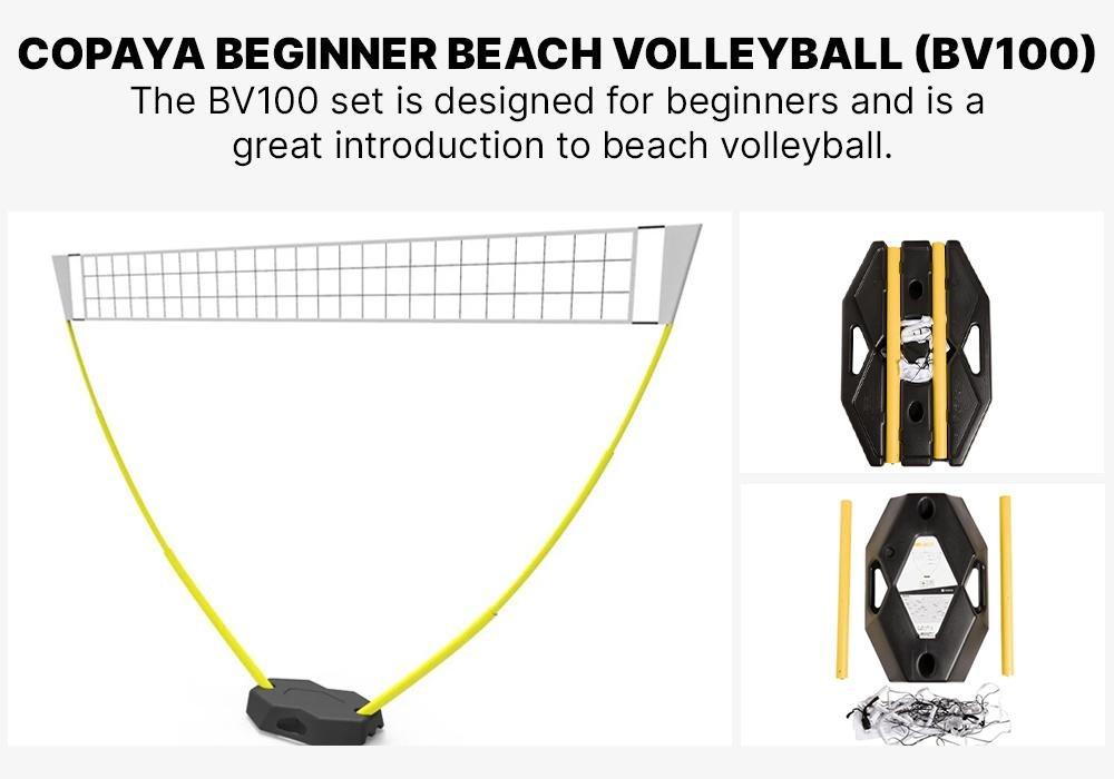 Beginner Beach Volleyball Set (Net and Posts) - BV100, Yellow, No Color, medium