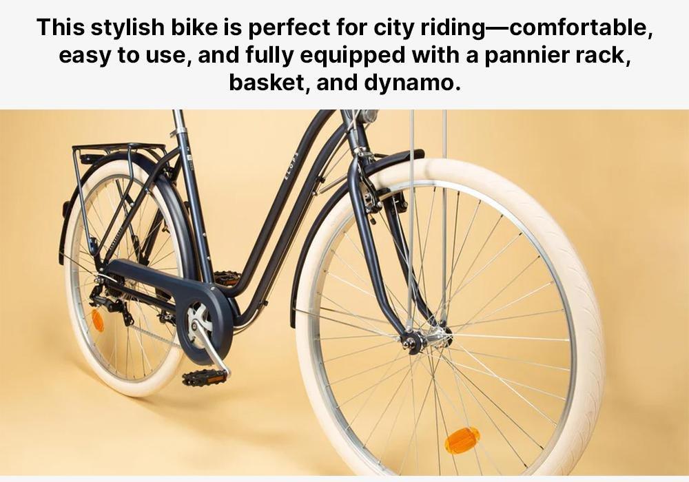 Elops 520 Low Frame City Bike, Navy Blue, No Color, medium