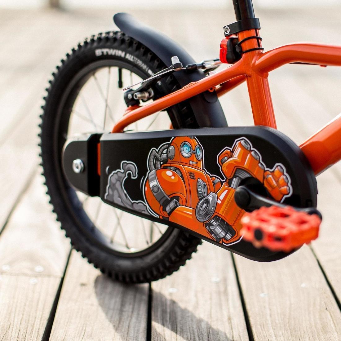 Kids 16-inch, chain guard, easy-braking bike, orange, No Color, large image number 4