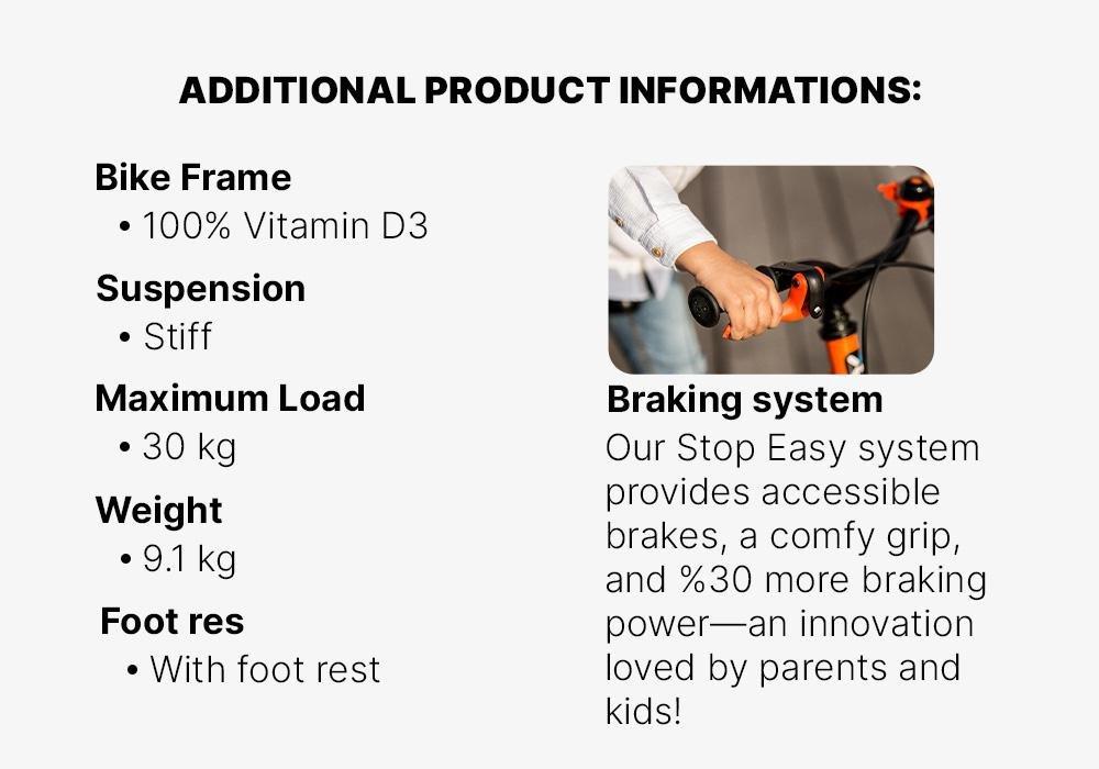 Kids 16-inch, chain guard, easy-braking bike, orange, No Color, medium