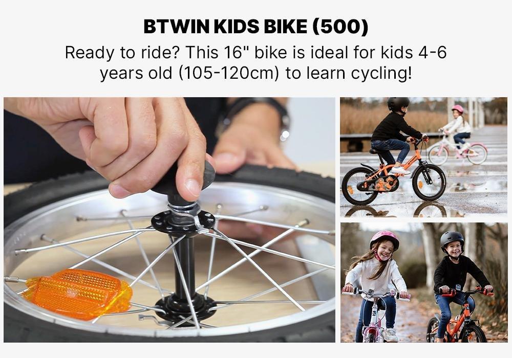 Kids 16-inch, chain guard, easy-braking bike, orange, No Color, medium