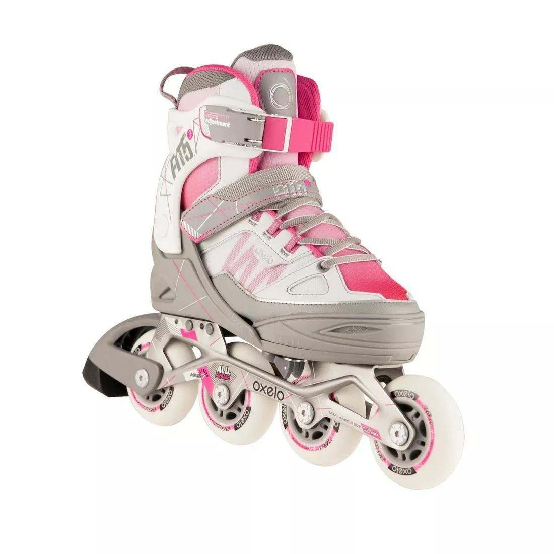 OXELO - Fit JrKids Inline Fitness Skates, Pebble Grey