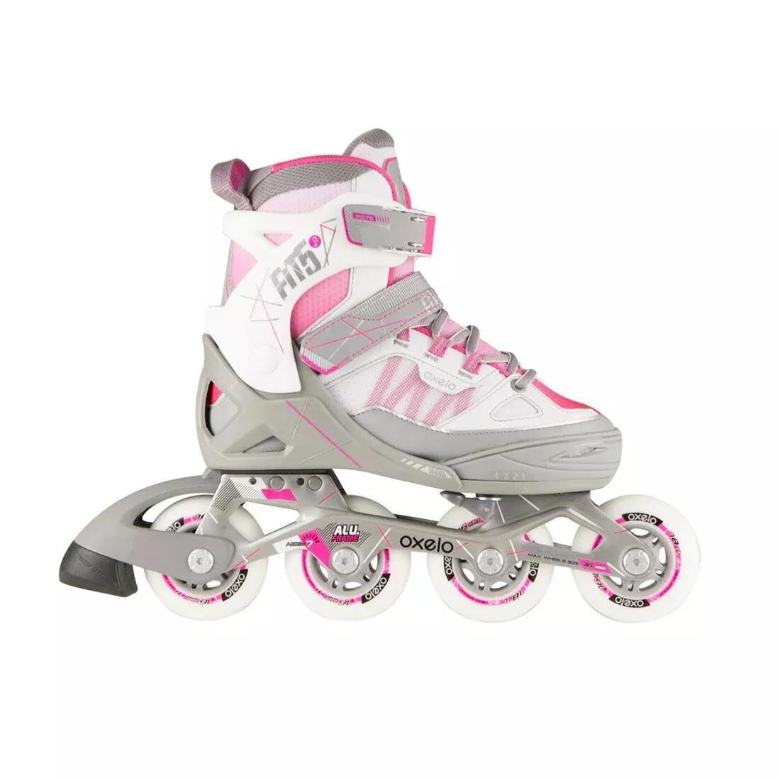 OXELO - Fit JrKids Inline Fitness Skates, Pebble Grey