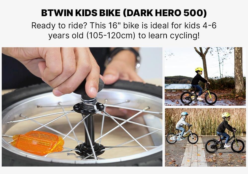 KIDS 16 Inch BIKE DARK HERO - 500 4-6 YEARS OLD - Black, No Color, large image number 14