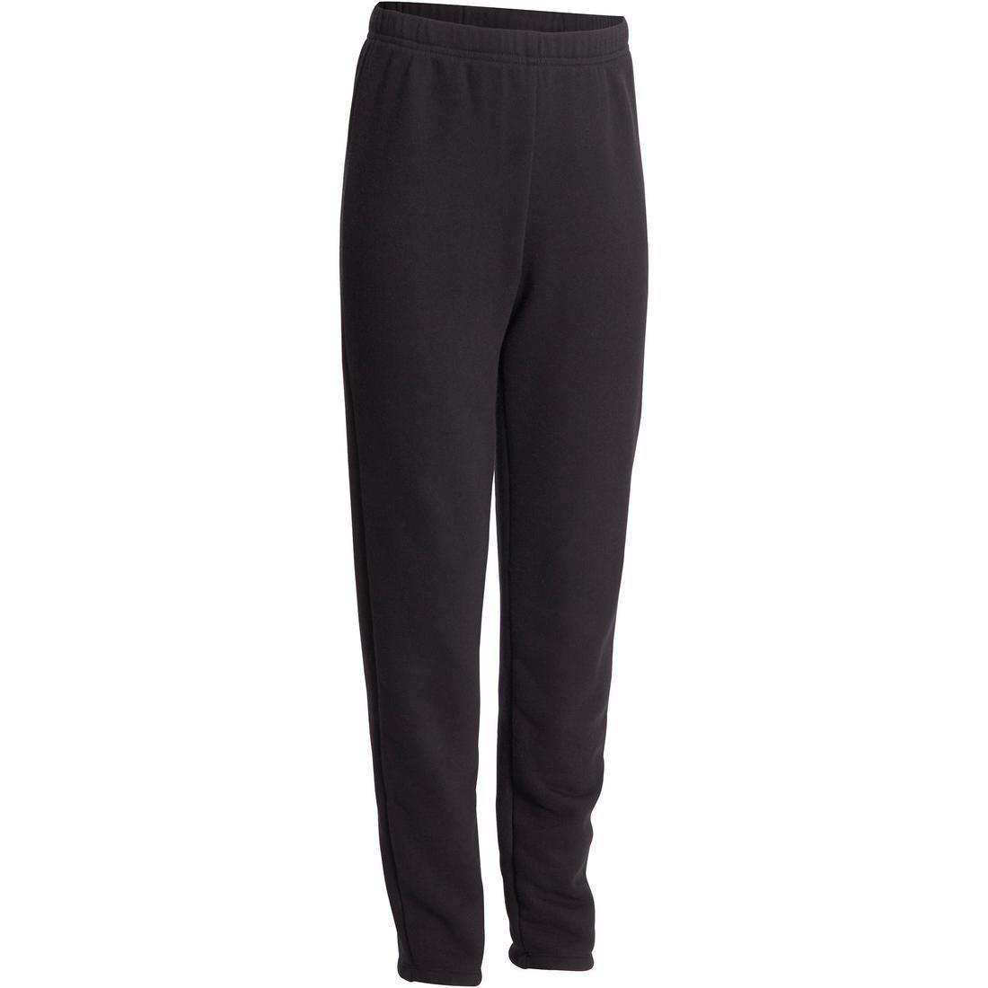 100 Warm'y Boys' Brushed Jersey Gym Bottoms, black, No Color, large image number 0