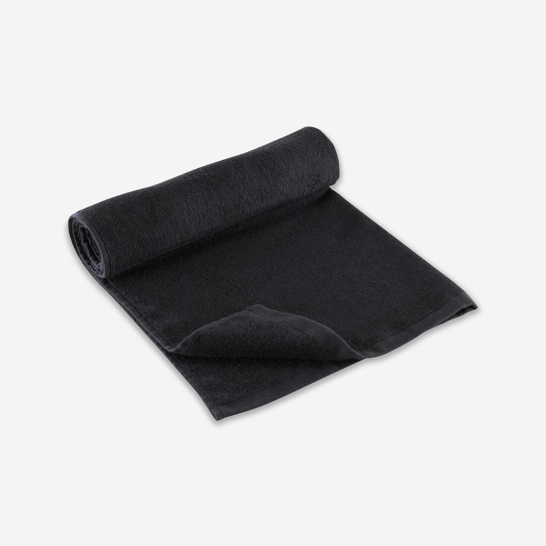 Cotton Fitness Towel, Black, No Color, medium