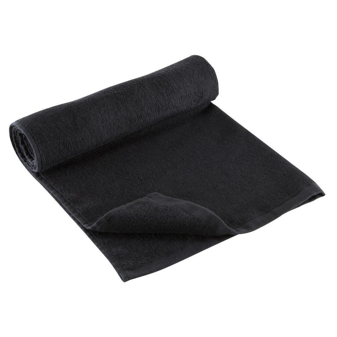 Cotton Fitness Towel, Black, No Color, medium