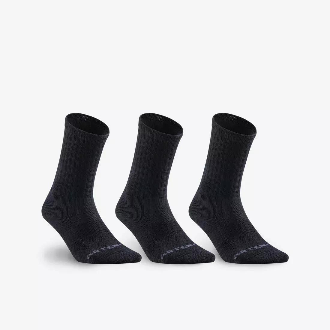 RS800 Adult High Sports Socks 3-pack, Black, No Color, medium