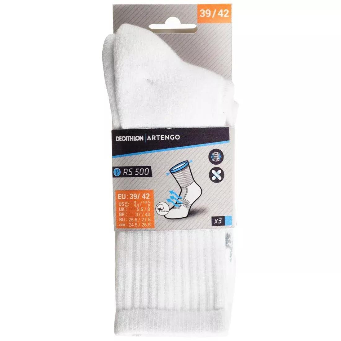 ARTENGO - RS800 Adult High Sports Socks 3-pack-White