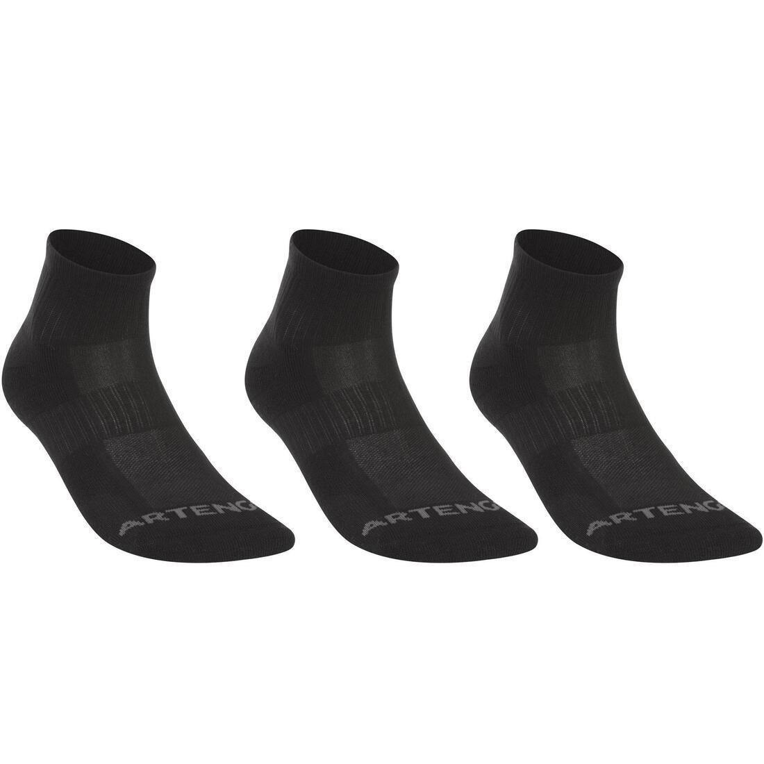 RS800 Adult Sports Socks 3-Pack, Black, No Color, medium