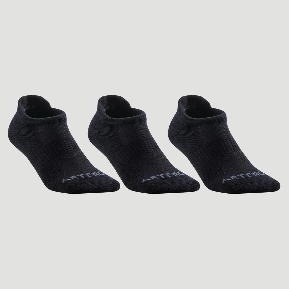 ARTENGO - RS 500 Low Sports Socks Tri-Pack, Black