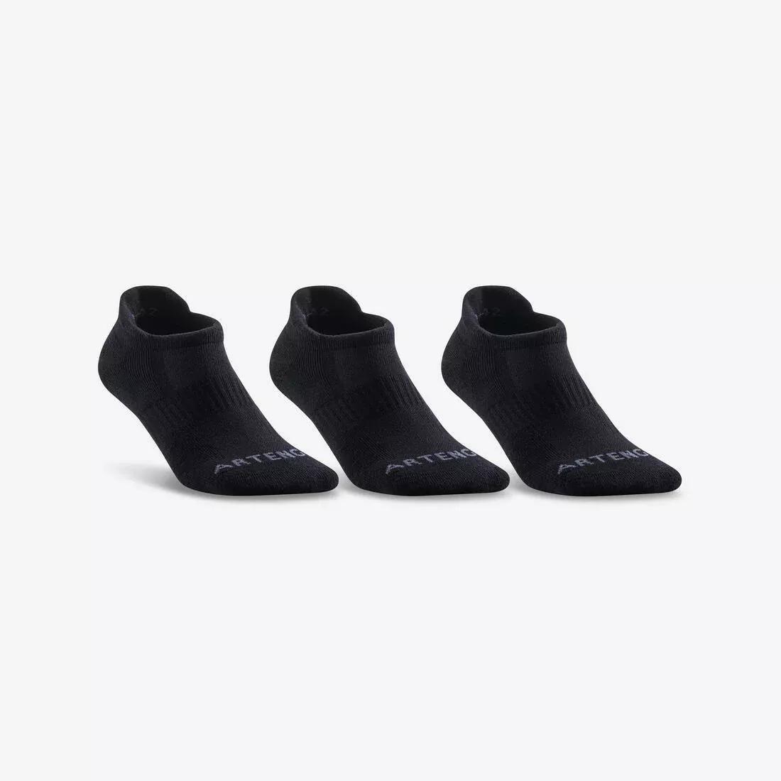 ARTENGO - RS 500 Low Sports Socks Tri-Pack, Black