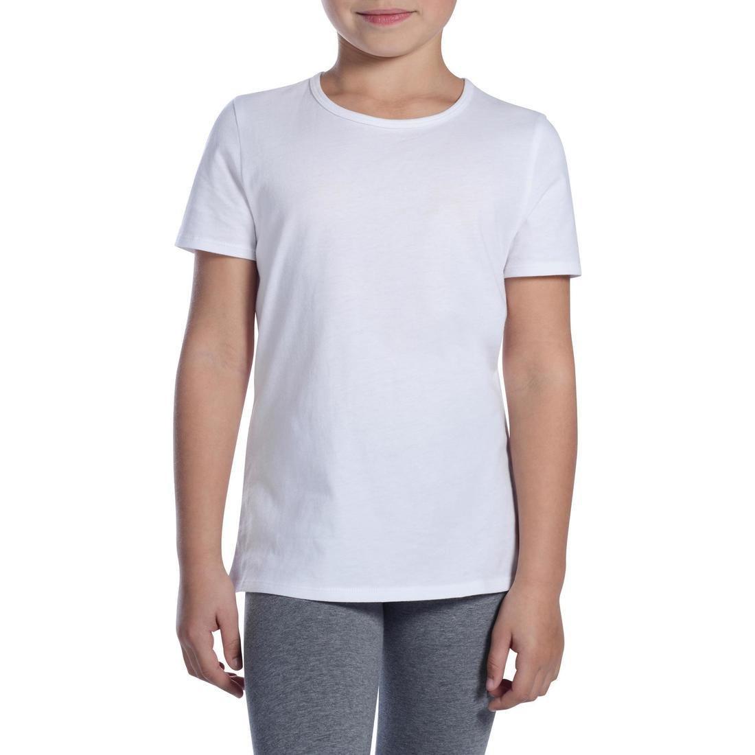DOMYOS - Girls 100 Short-Sleeved Gym T-Shirt, White