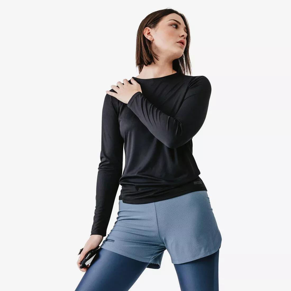 Women Run Sun Protect Long-Sleeved T-Shirt, Black, , large image number 0