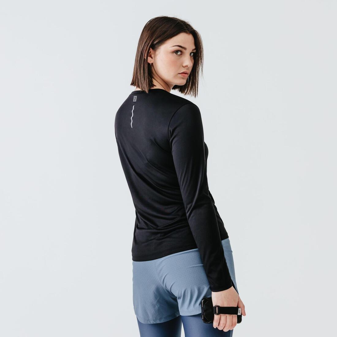 Women Run Sun Protect Long-Sleeved T-Shirt, Black, , large image number 4