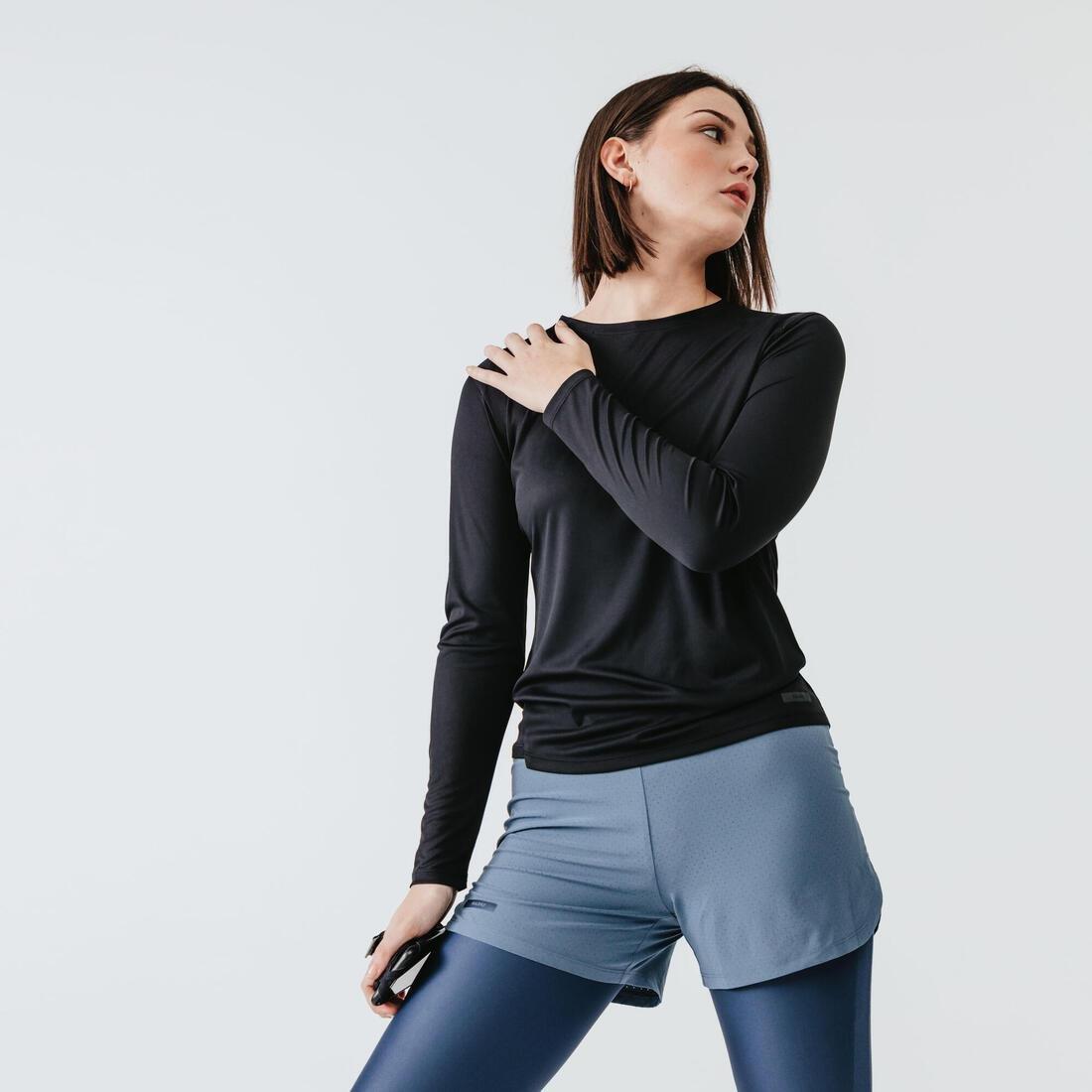 Women Run Sun Protect Long-Sleeved T-Shirt, Black, , large image number 7