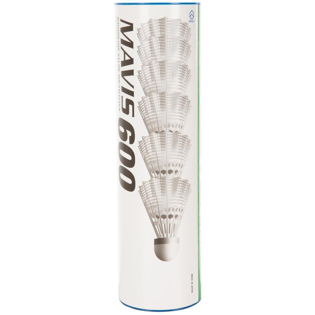 Badminton Plastic Shuttlecocks Mavis 600 6-Pack, White, No Color, large image number 1