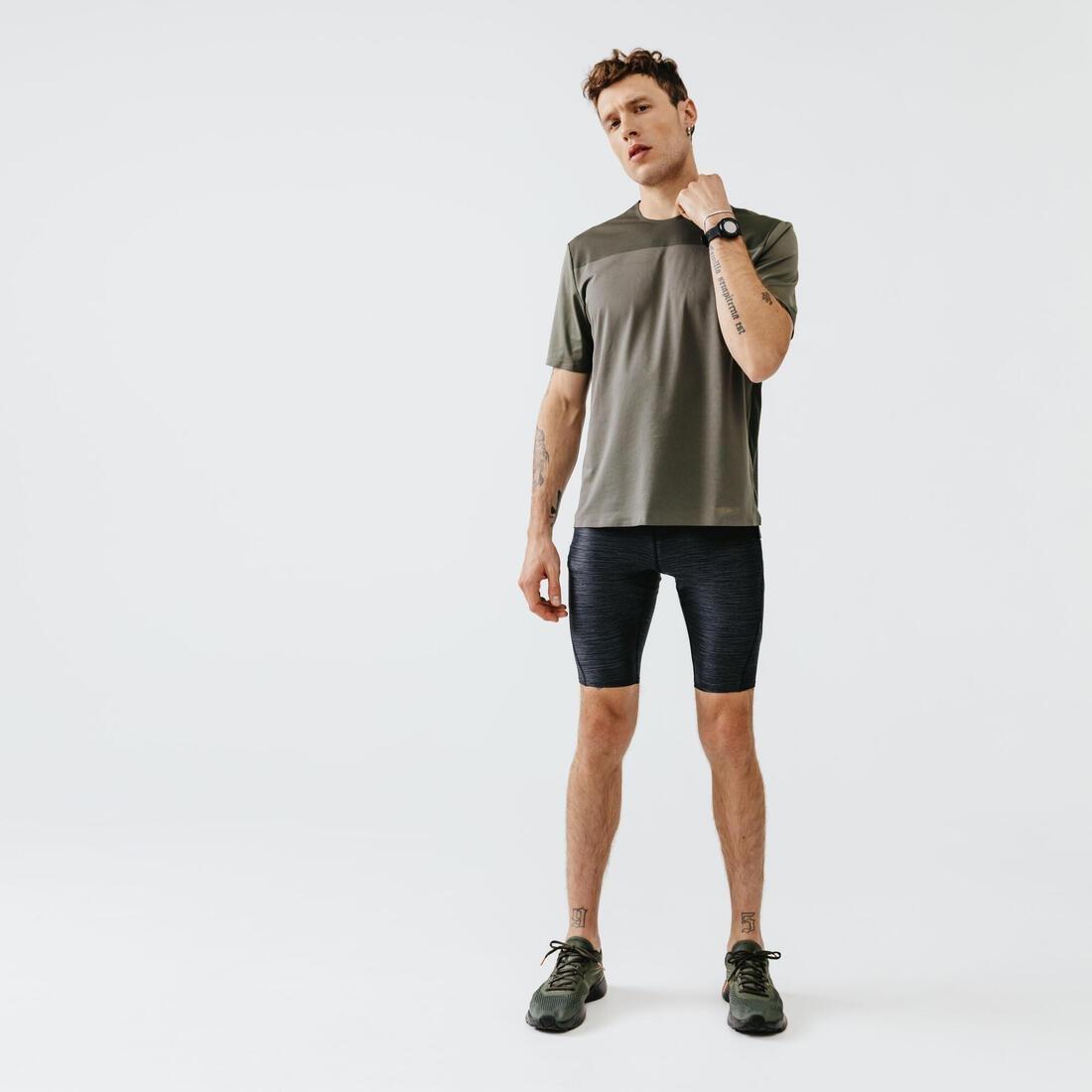 Kalenji Dry andMens BreathableRunning Cropped Trousers, Abyss Grey, , large image number 1