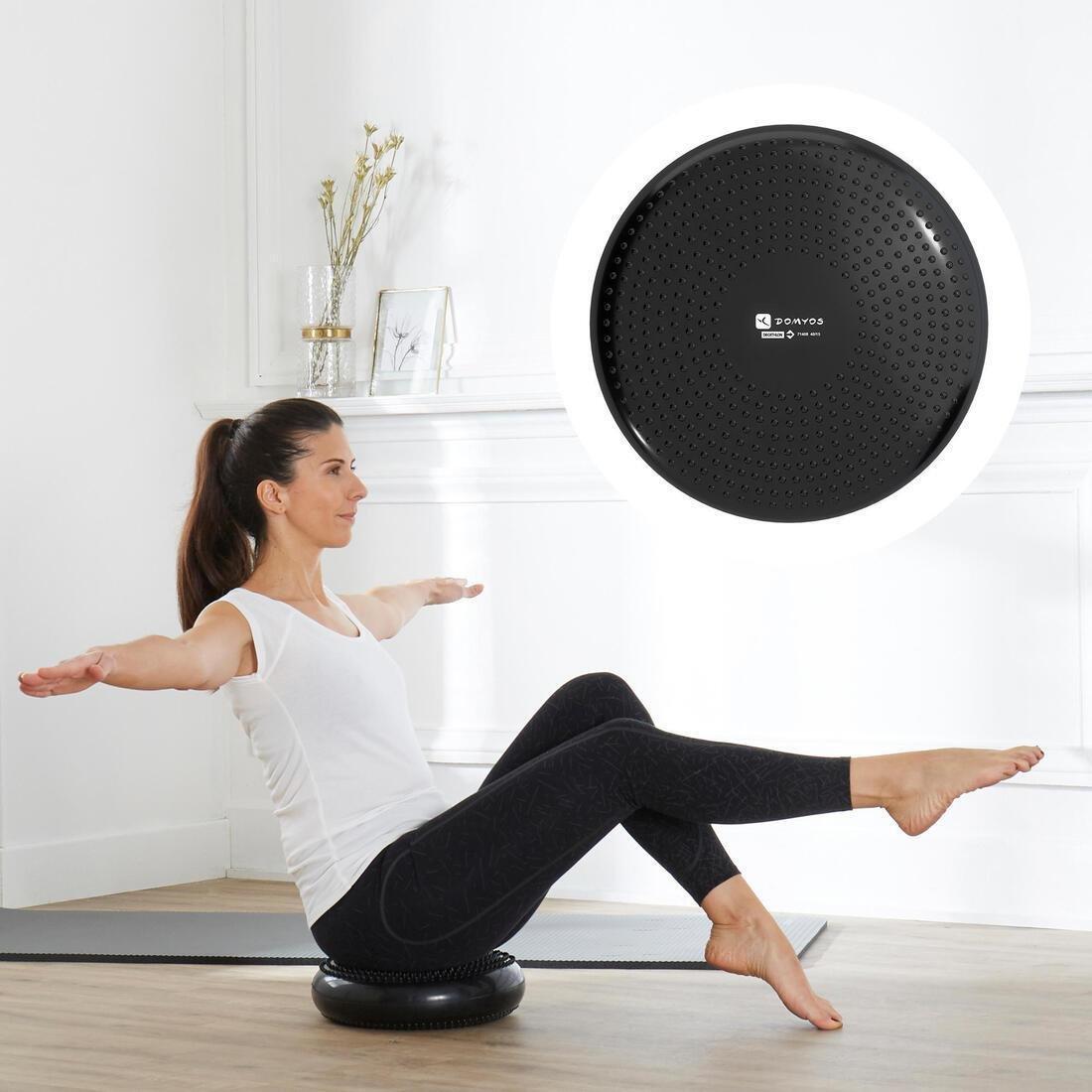 Fitness Reversible and Adjustable Balance Cushion Soft Disc, Black, No Color, large image number 1