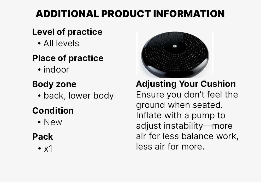 Fitness Reversible and Adjustable Balance Cushion Soft Disc, Black, No Color, large image number 15
