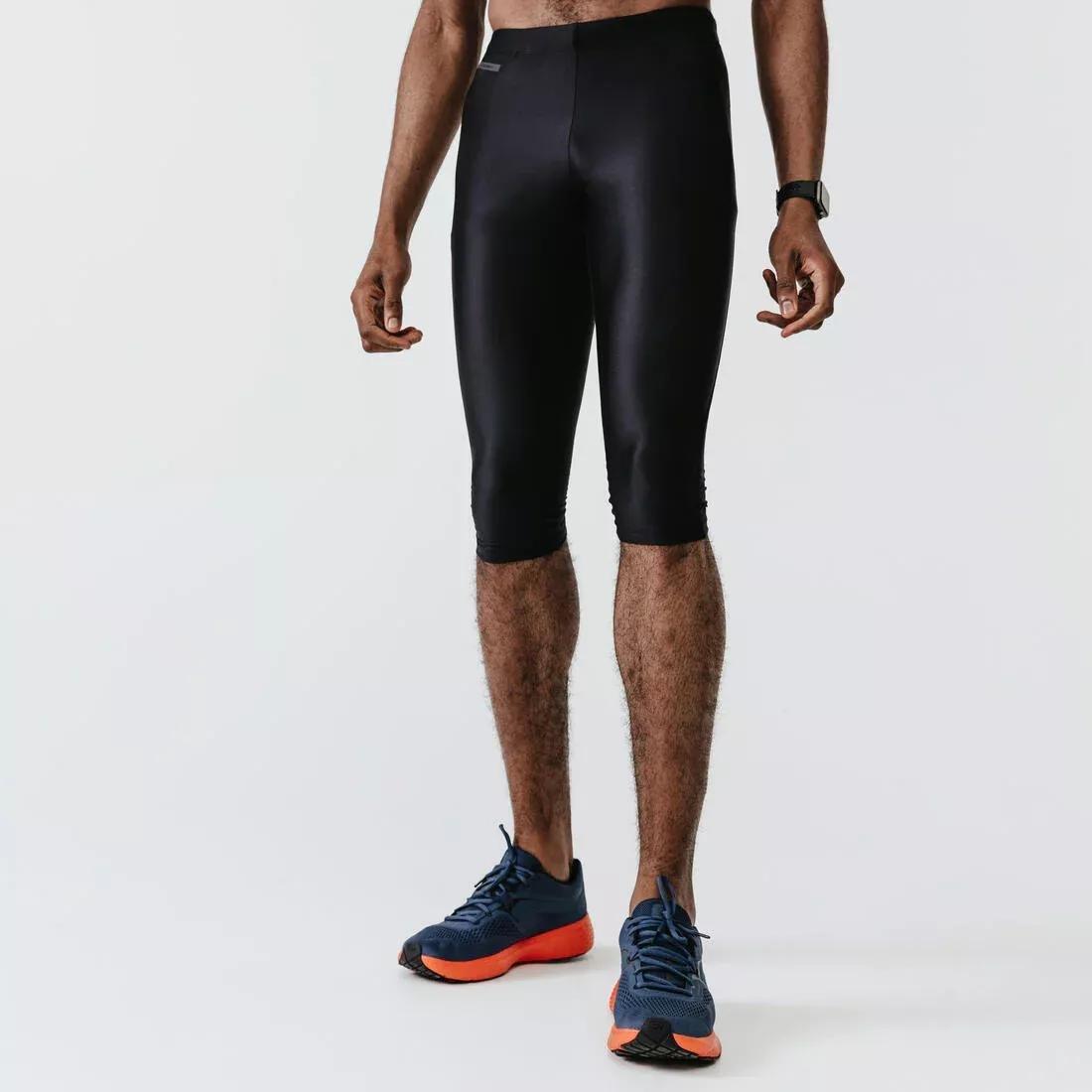 Kalenji Dry Men's Breathable Running Cropped Trousers, Black, , large image number 0