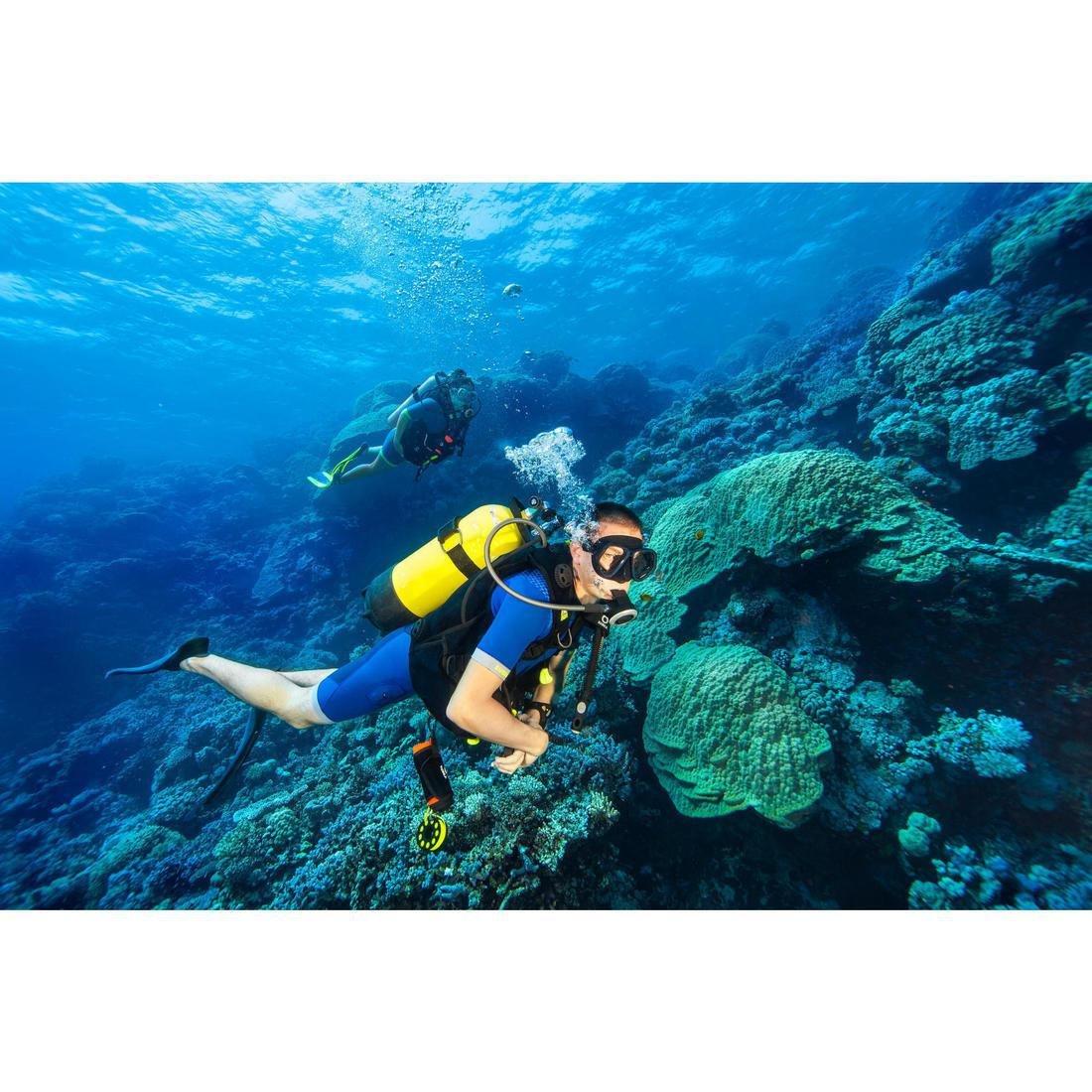 Double-Lens Sea Diving Mask SCD 500, Black Skirt and Blue Frame, , large image number 1