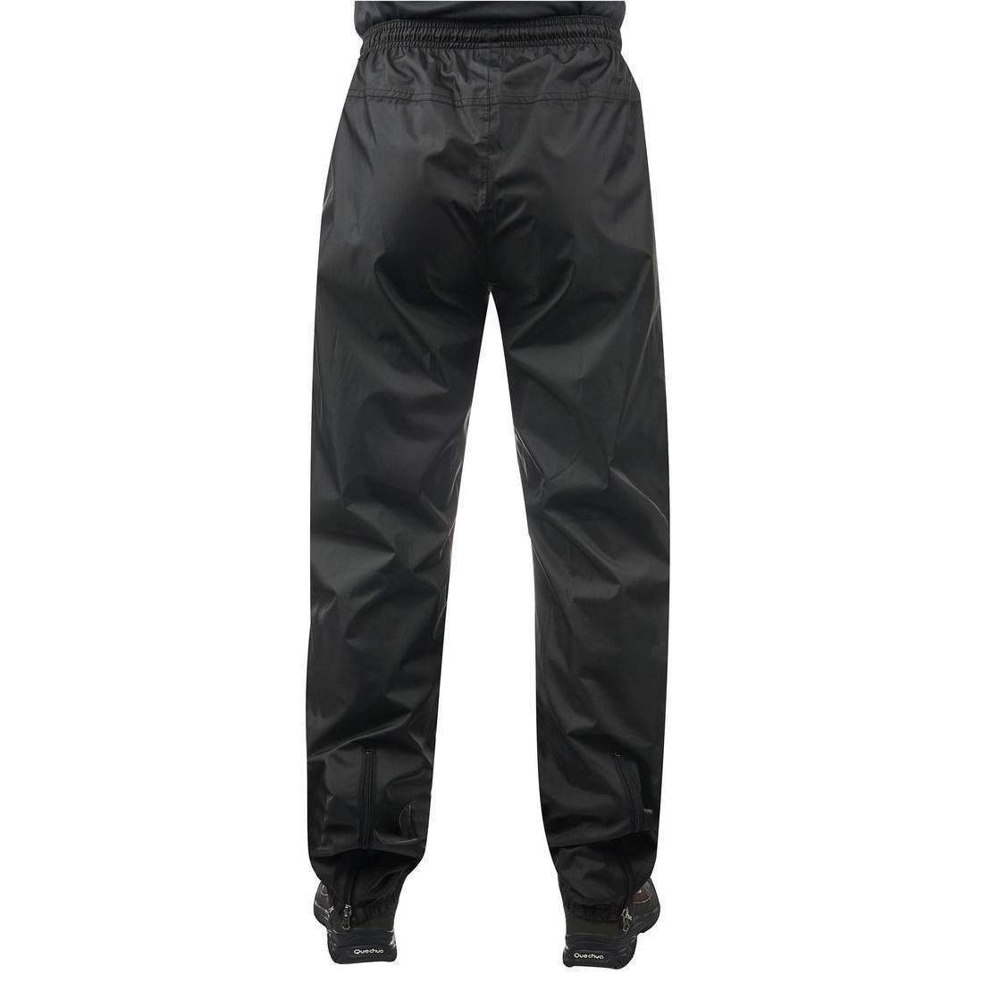 QUECHUA - Mens Waterproof Hiking Overtrousers Nh500 Imper, Black