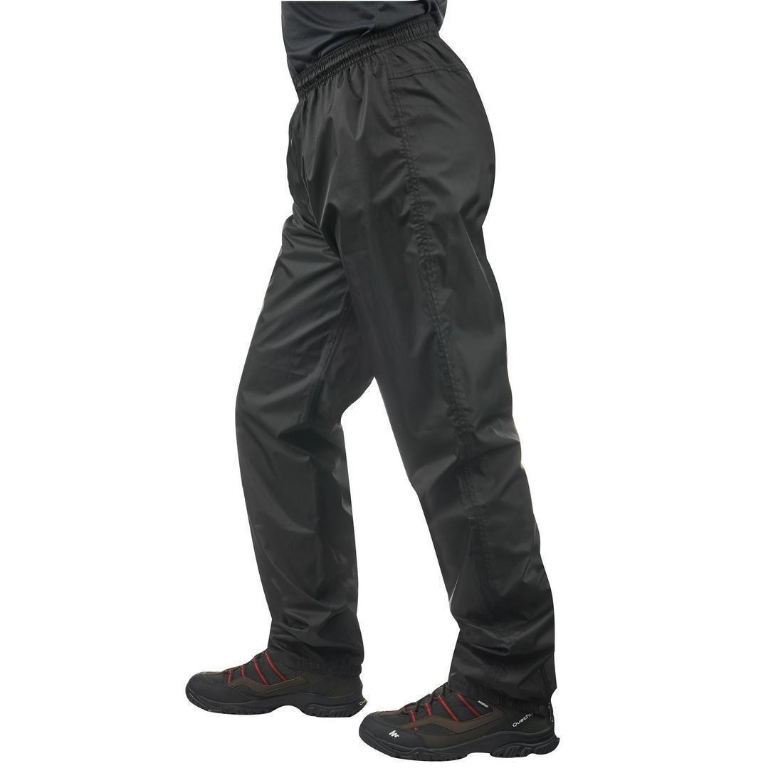 QUECHUA - Mens Waterproof Hiking Overtrousers Nh500 Imper, Black