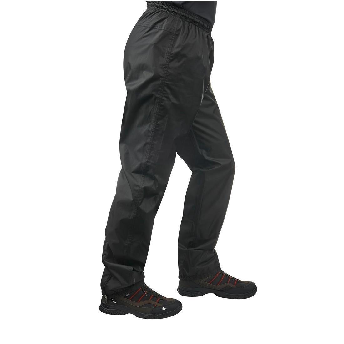 QUECHUA - Mens Waterproof Hiking Overtrousers Nh500 Imper, Black