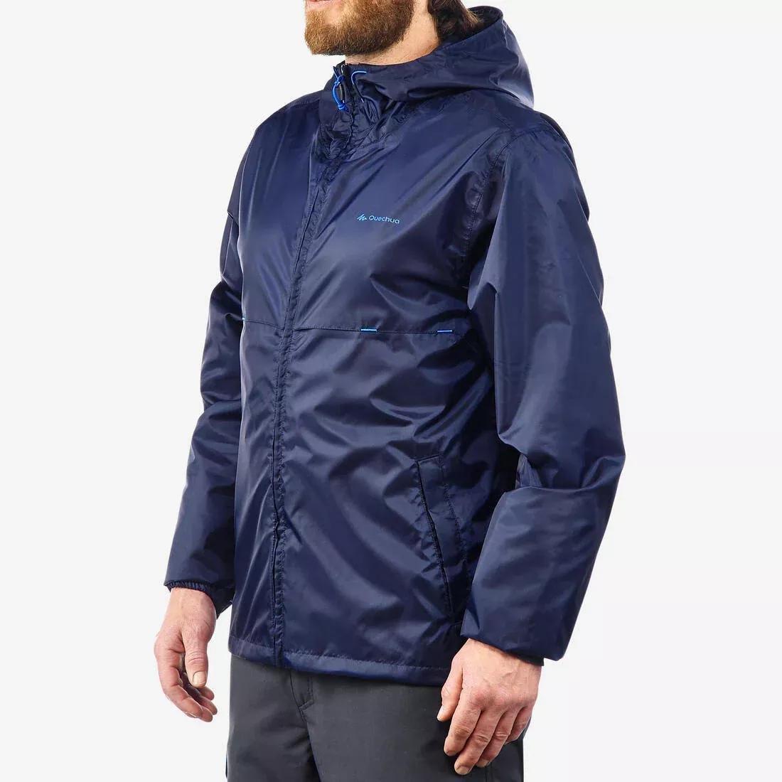 QUECHUA - Men's Country Walking rain Jacket, NH100 Raincut Full Zip, Navy