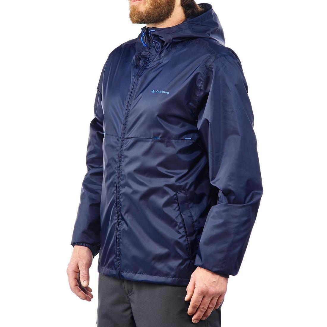 QUECHUA - Men's Country Walking rain Jacket, NH100 Raincut Full Zip, Navy