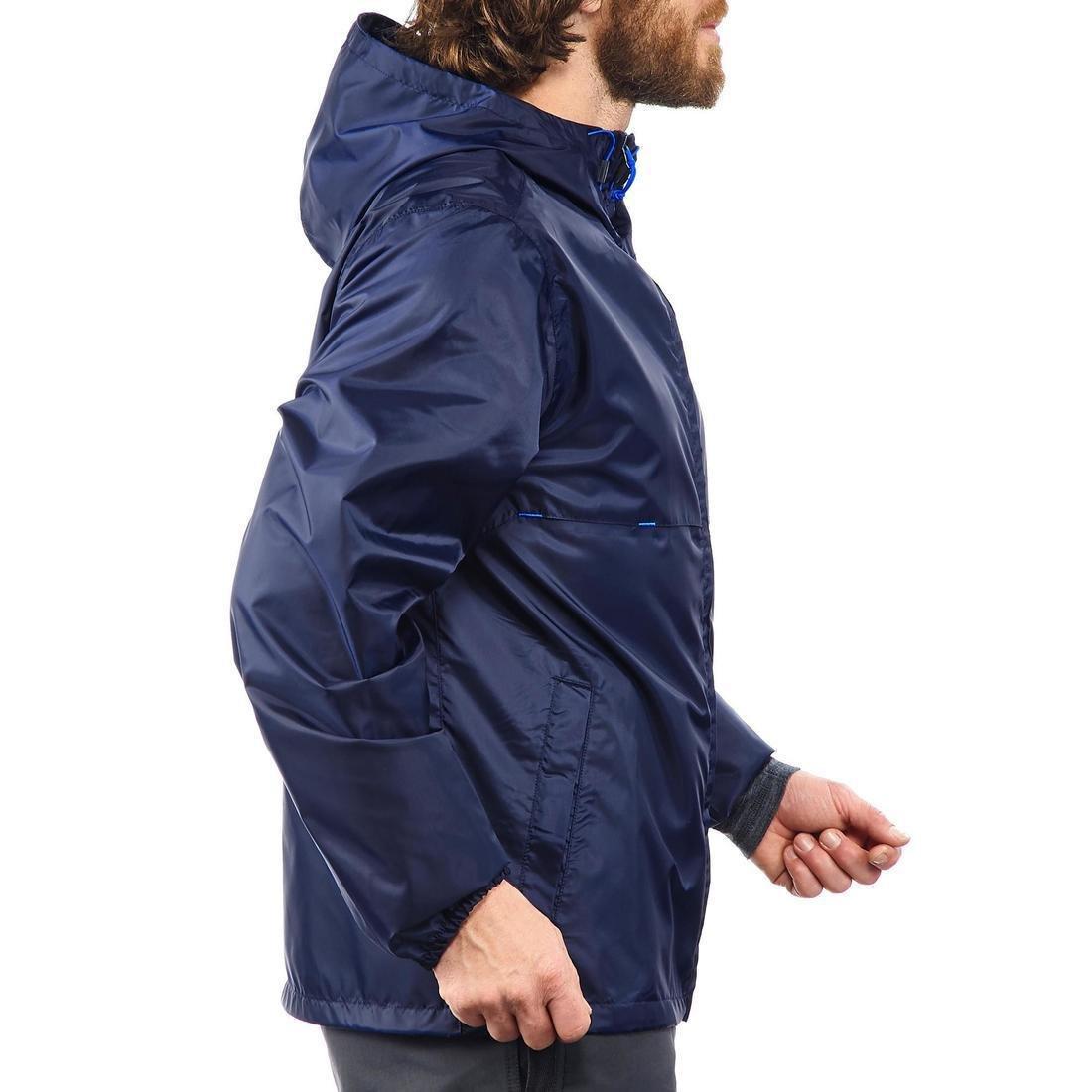 Men's Country Walking rain Jacket, NH100 Raincut Full Zip, Navy, No Color, large image number 3
