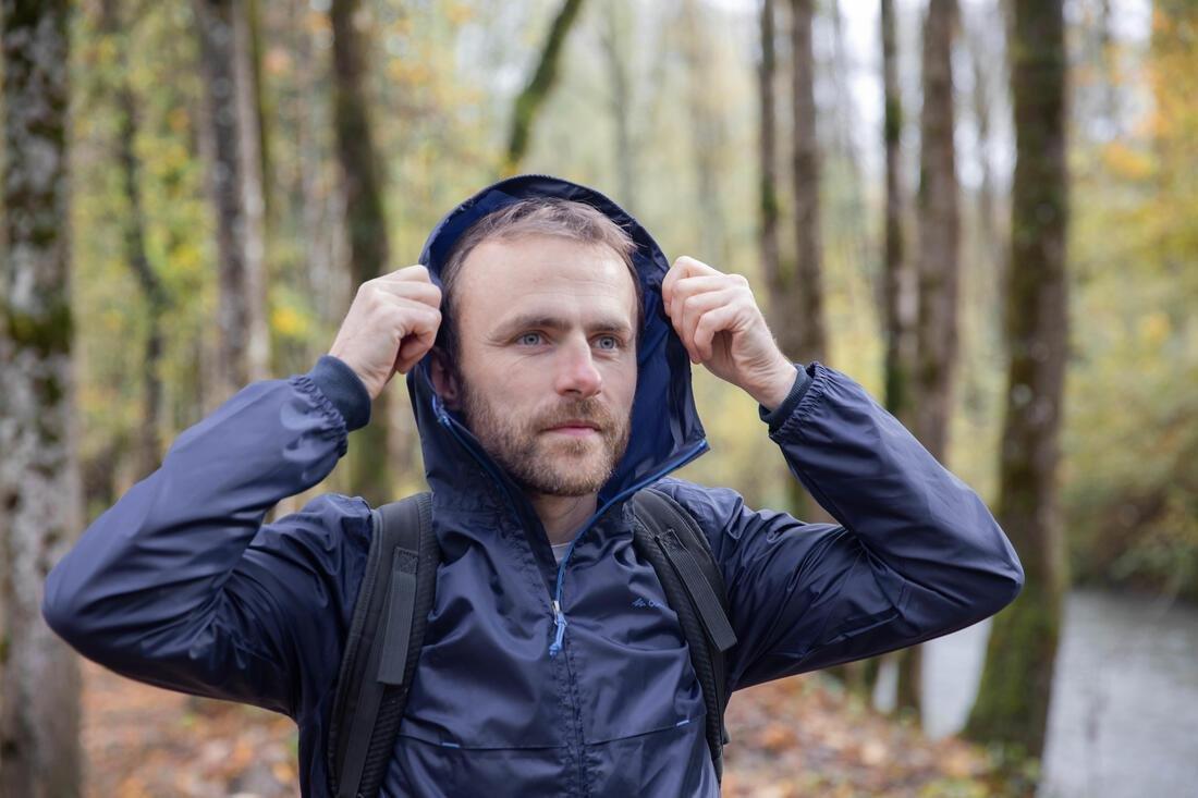 Men's Country Walking rain Jacket, NH100 Raincut Full Zip, Navy, No Color, large image number 13