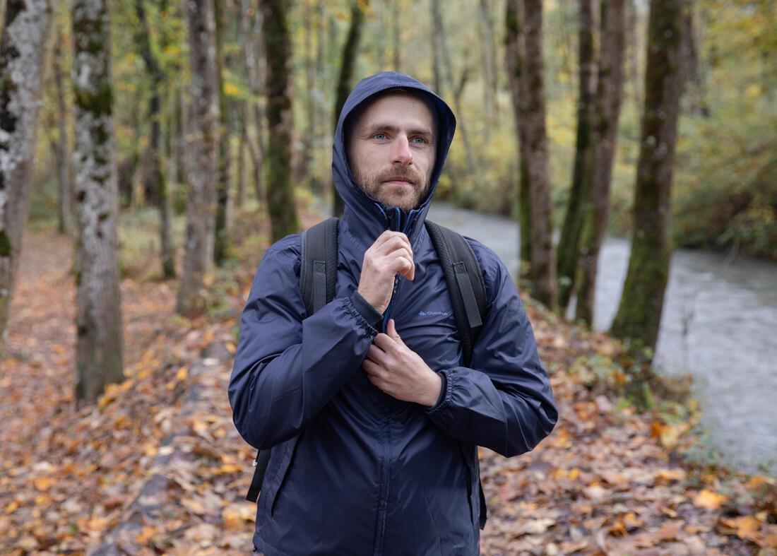 Men's Country Walking rain Jacket, NH100 Raincut Full Zip, Navy, No Color, large image number 14