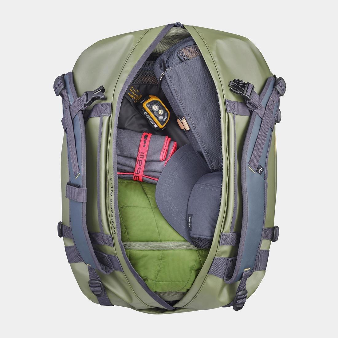 Trekking Carry Bag Duffel 500 Extend, Dark Ivy Green, No Color, large image number 4