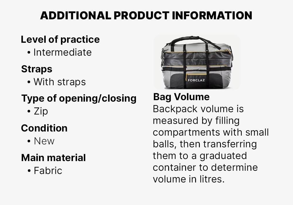Trekking Transport Bag Extend, Khaki Grey, No Color, large image number 16
