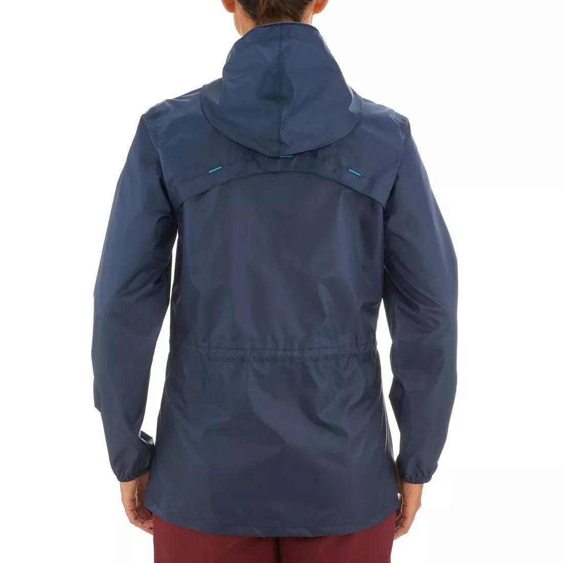 Women's Country Walking Waterproof Jacket Raincut Zip, White, No Color, large image number 7