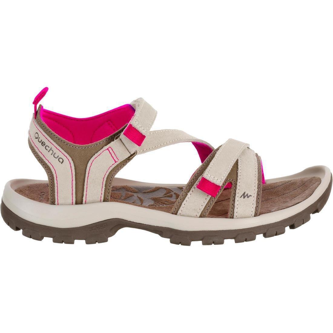 QUECHUA WomensLeather Walking Sandals Nh120 Linen Azadea Kuwait