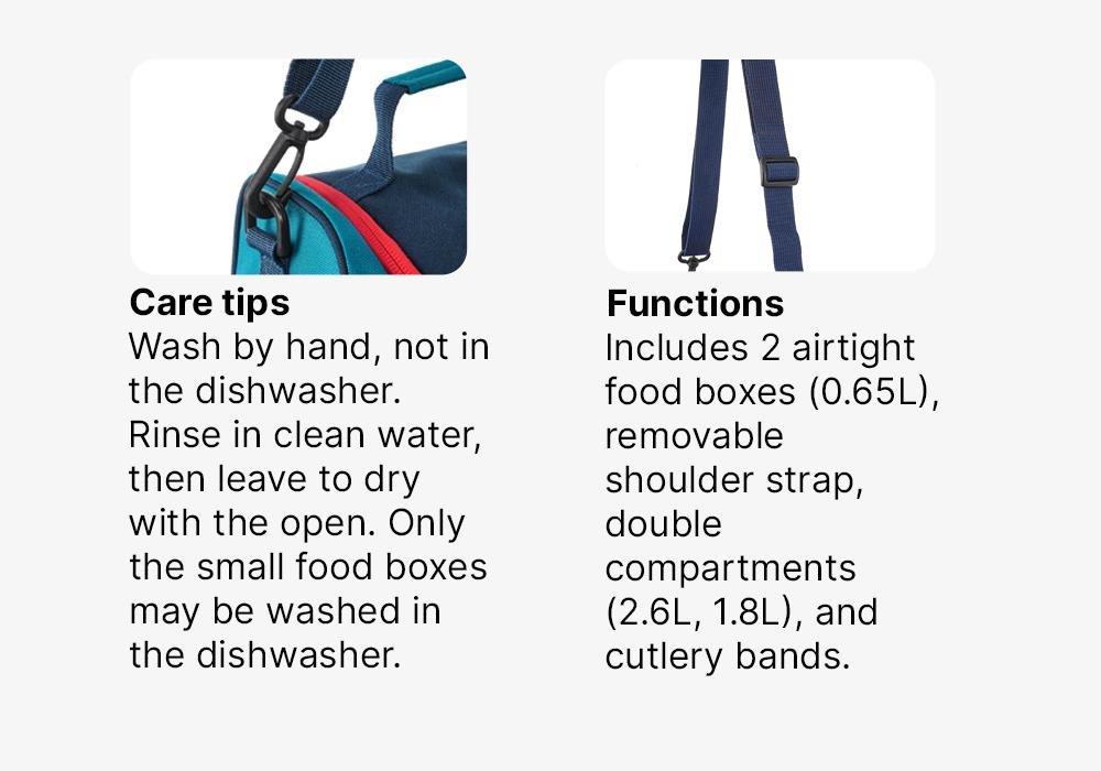 Insulated Lunch Box - 2 Food Boxes Included, Navy, No Color, medium