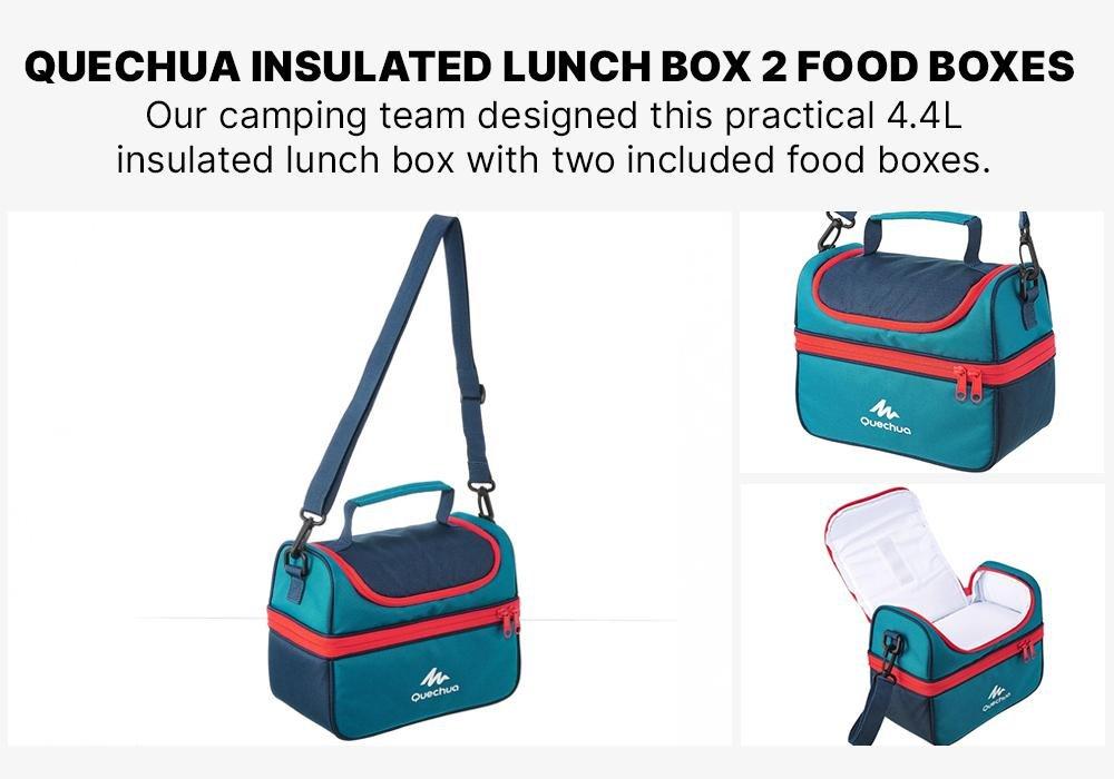 Insulated Lunch Box - 2 Food Boxes Included, Navy, No Color, medium