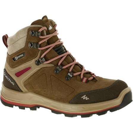 FORCLAZ - Women's High Waterproof Leather Boots Trekking 100 Ontrail, Brown