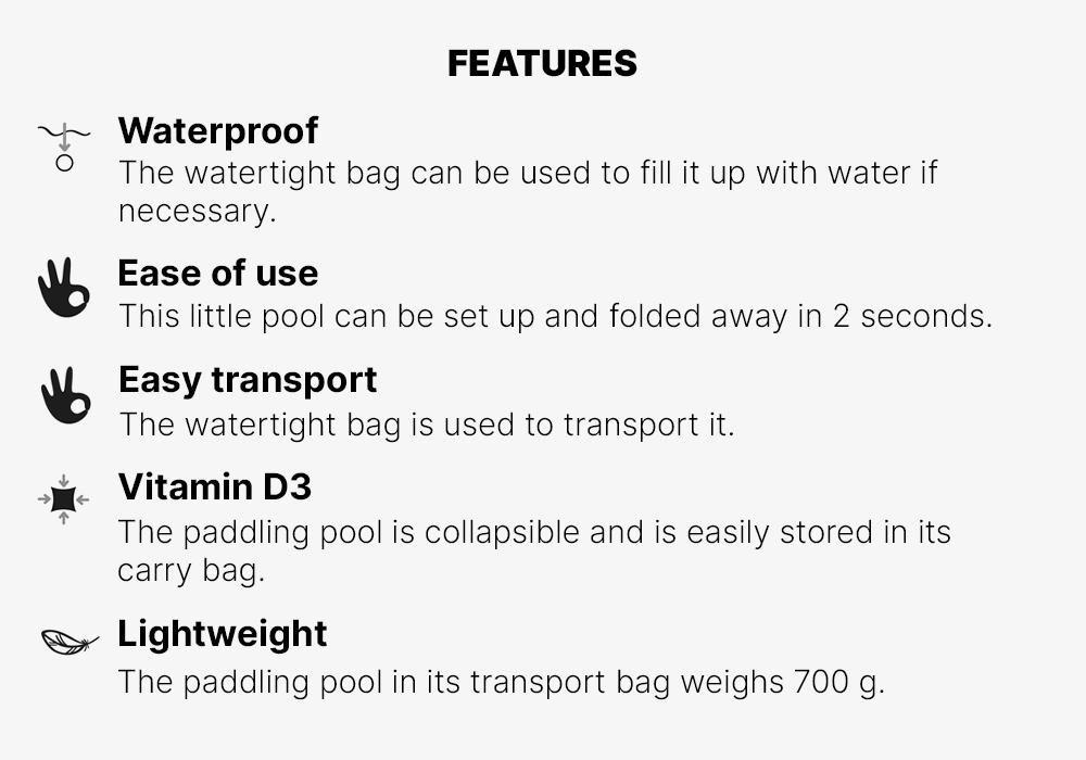 Tidipool 88.5 Kids Paddling Pool With Waterproof Carry Bag, Blue, No Color, medium