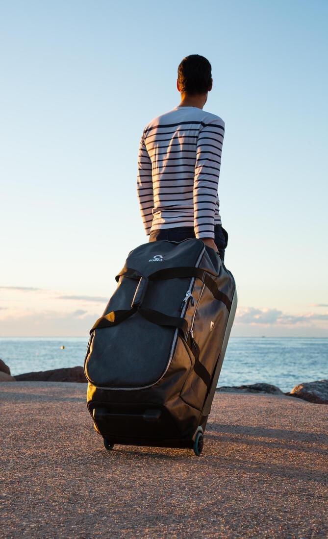 Scuba-Diving Travel Bag - 90�L With Rigid Shell And Wheels, Black, No Color, large image number 1