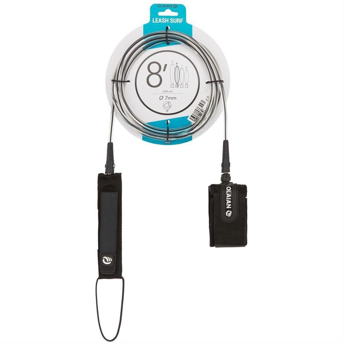 7 Mm Surfboard Leash 8In (240 Cm), Black, No Color, large image number 7