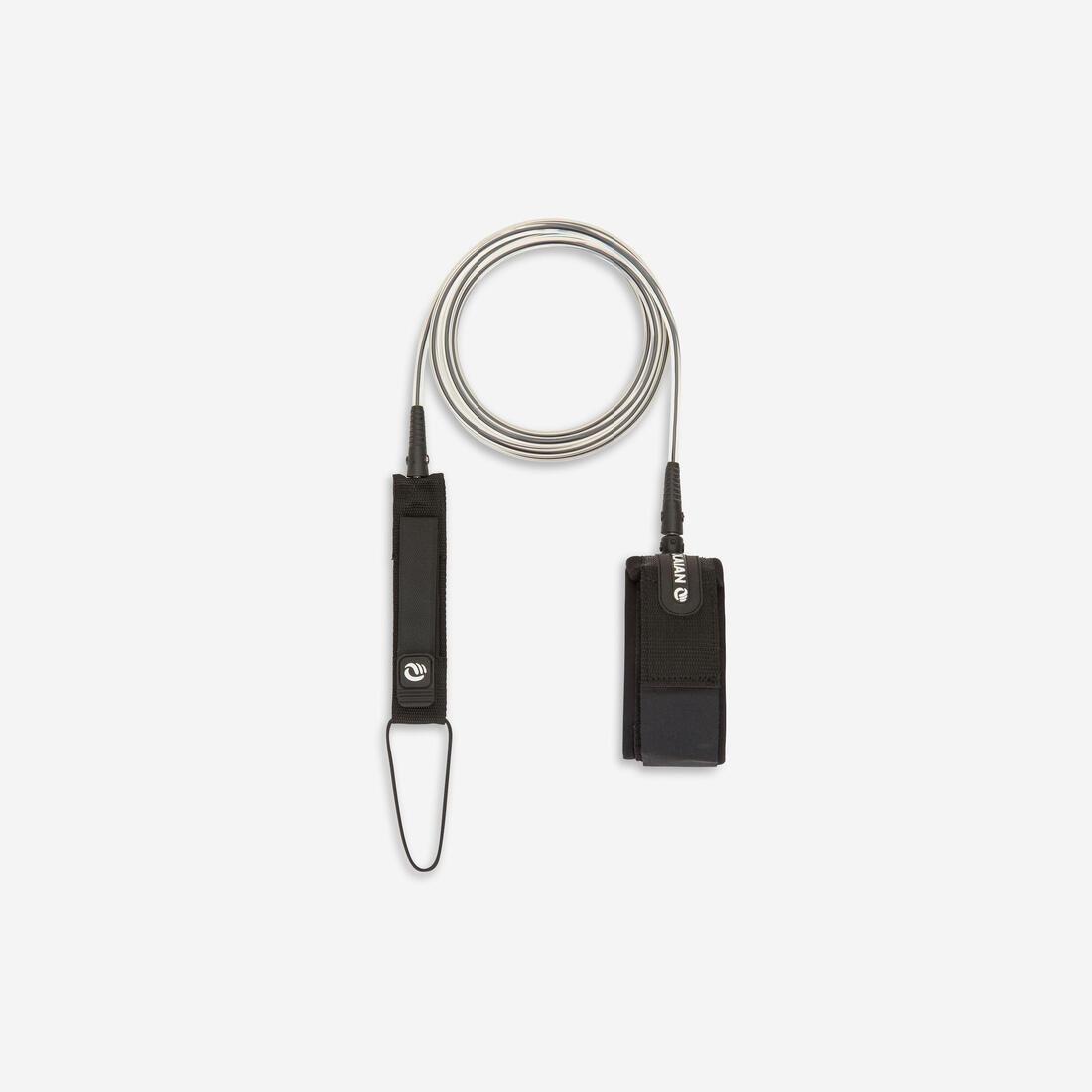 7 Mm Diameter Longboard Surf Leash - 9' (275 Cm), Black, , medium