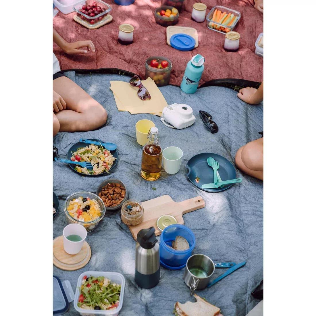 Outdoor Cutlery Set (Knife, Fork, Spoon), Teal Green, No Color, medium