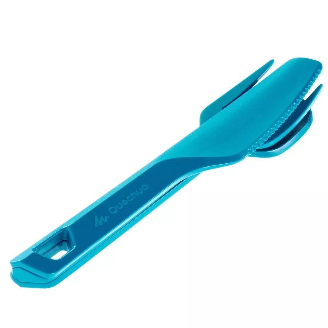 Outdoor Cutlery Set (Knife, Fork, Spoon), Teal Green, No Color, large image number 3